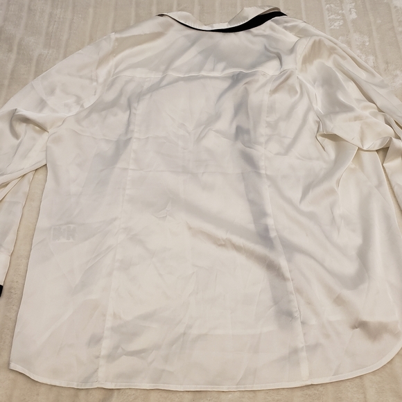 Penningtons Shiny White Button Down Top with Black Edging - Picture 14 of 16